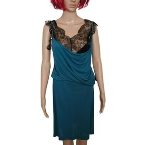 ✨️John Galliano Blue Teal Lace Cocktail Dress | Runway 2010 ✨️
